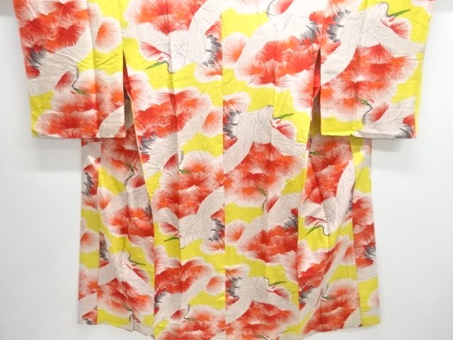 JAPANESE KIMONO / ANTIQUE JUBAN / PINE & CRANE